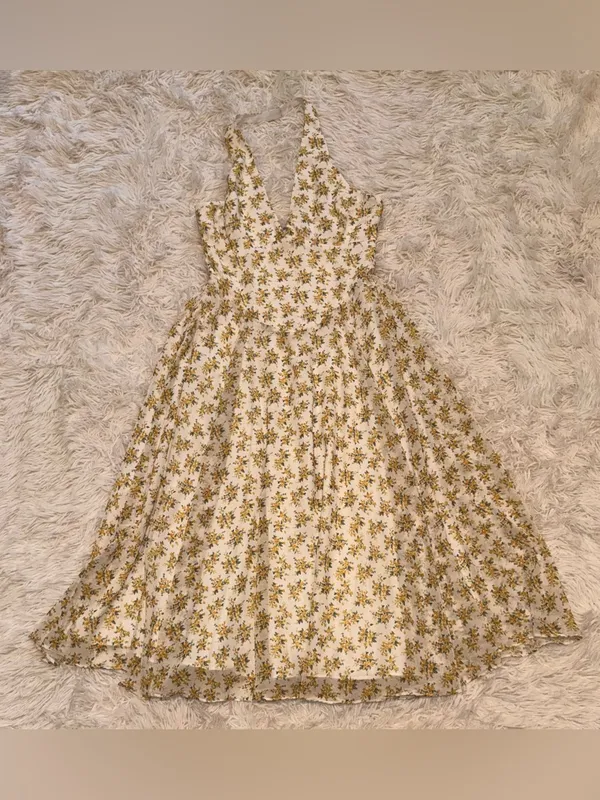 NEW HOUSE OF CB SOLADA Ivory Floral Print Georgette Halter Sz S plus cup - Image 6