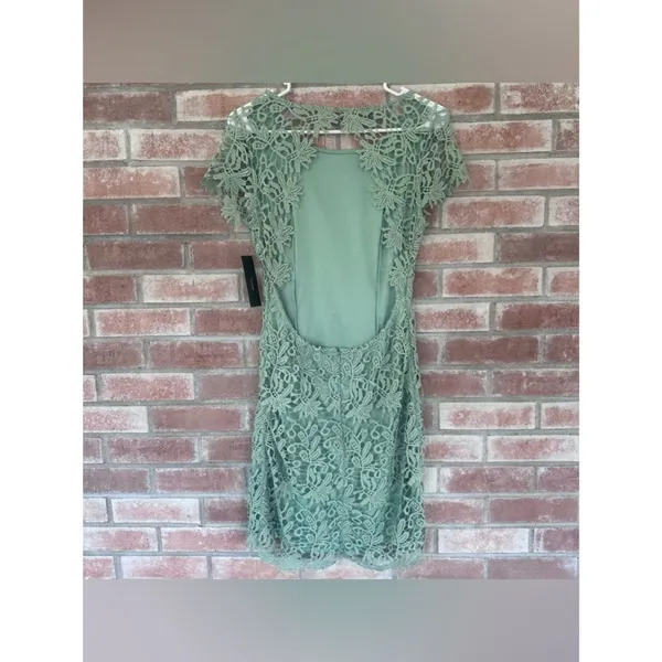 Lulu’s Hidden Talent Backless Dress NEW Women’s Large Lace Green Sheath Summer - Image 6
