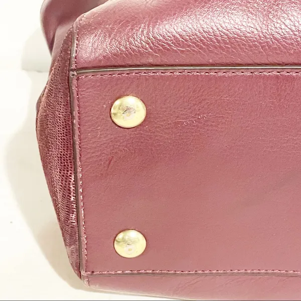 Coach‎ Taylor Red Leather Alexis Carryall Bordeaux Shoulder Bag Tote 25205 Gold - Image 8