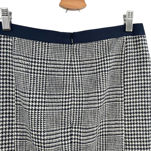 Boden British Tweed Pencil Skirt‎ Houndstooth Plaid Navy Blue Size US 6R - Image 8