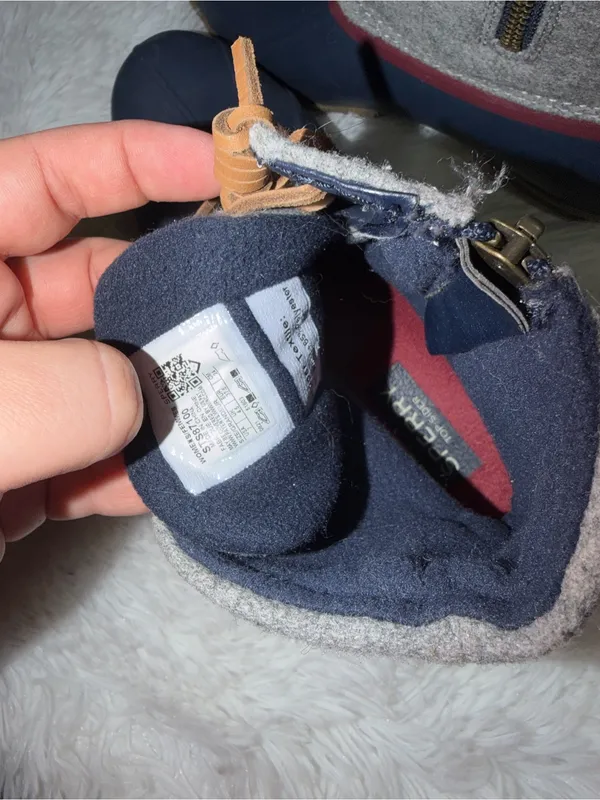 Sperry Top Sider Waterproof Navy and Gray Lace-Up Boots size 7 Red Trim - Image 6