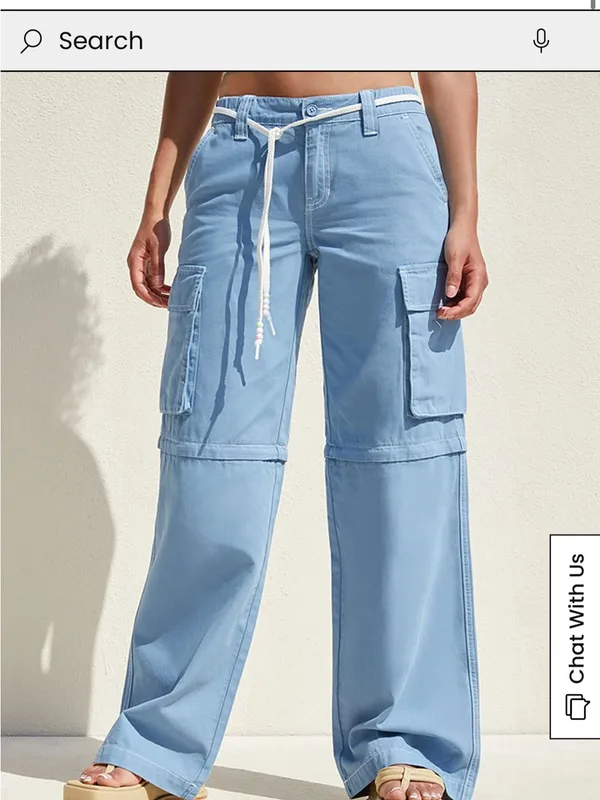 NWT Pacsun Blue Zip Off Low Rise Puddle Pants featuring convertible legs large - Image 3