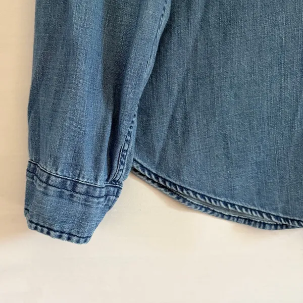 Abercrombie & Fitch Womens Denim Button Down Shirt‎ Medium Wash Long Sleeve Top - Image 6