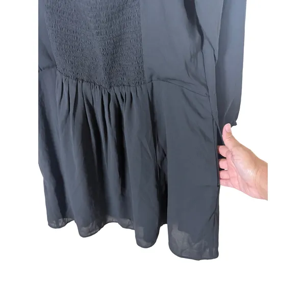 Abercrombie & Fitch Black Long Sleeve Mini Dress Smocked Back Pockets XL - Image 8