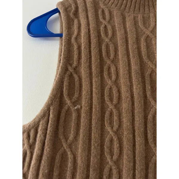 Alo Yoga Cable Knit Winter Bliss Mock Neck Tank Toasted Almond M - Image 5