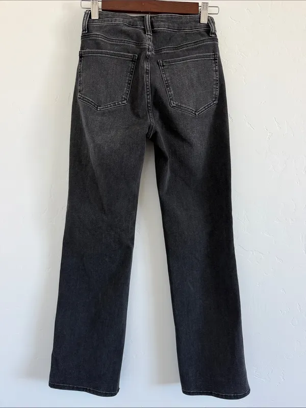 Quince Bella Stretch Straight Jeans 24 Faded Black High Rise 28” Comfort Denim - Image 4