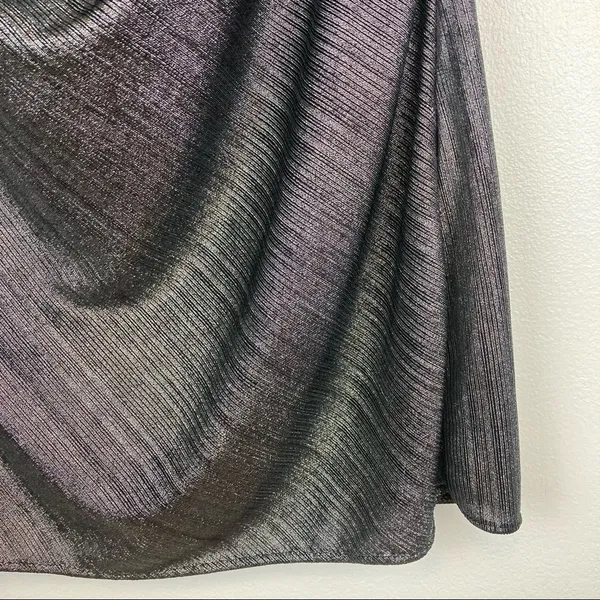 DREW Draped Neck Metallic Gray Sleeveless Top - Image 8