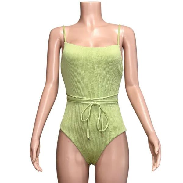 MONDAY SWIMWEAR Whitehaven Crinkle One Piece Swim, Olive Green, V (US12/14) - Image 9