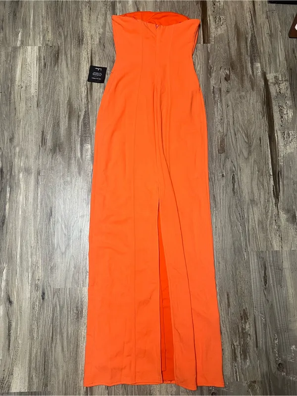 NWT Lulus Ismene Bright Orange Seamed Strapless Maxi Dress Size S - Image 5