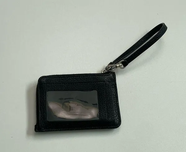 Kate Spade Leila Credit Card Holder Wristlet ID Key Ring Pebbled Leather Black - Image 4