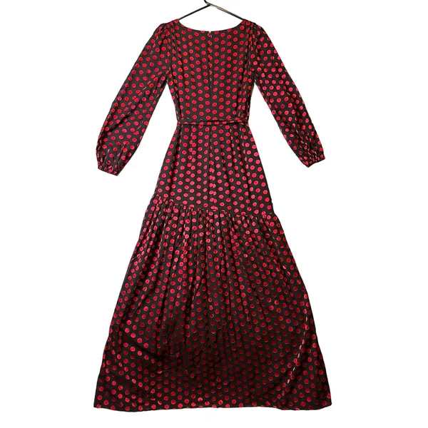 Lovers and Friends Augustus Long Sleeve Gown Red Black Polka Dot‎ Print Sz S - Image 5