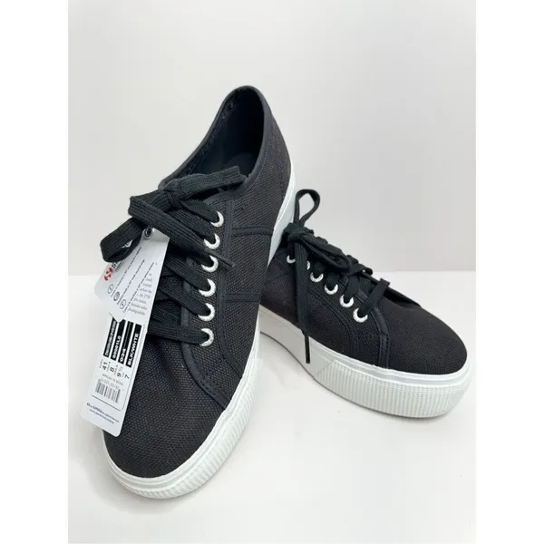 Superga Sneakers Classic Black Canvas Mens‎ Size 8 Lace Up Fashion Shoes NEW - Image 9
