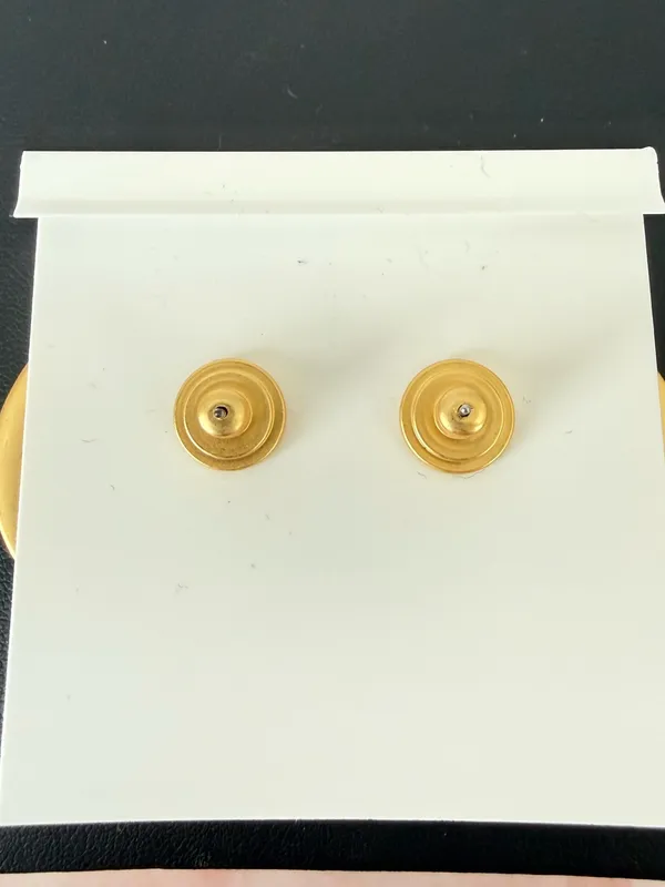 Tory Burch | Matte Gold Logo Disc Earrings w/ Yellow & Blue-Green Ring | Medium - Image 2