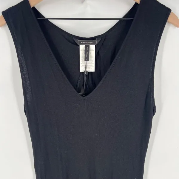 BCBGMAXAZRIA Alisanne Size L Black Sleeveless Asymmetrical‎ Hem Dress Whimsygoth - Image 3