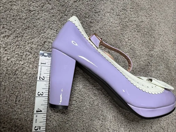 Women’s Purple Chunky Heel Mary Jane Pumps Cute Bow Round Toe Size 10 (EU42) NEW - Image 12