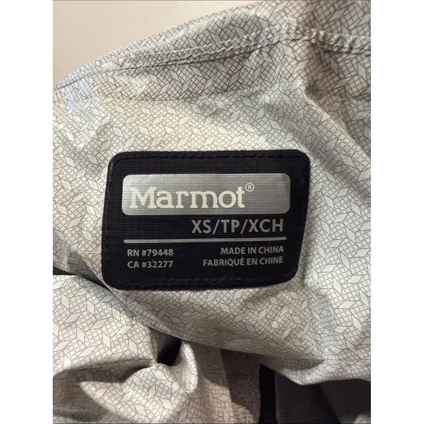 Marmot Black Lightweight Hooded Raincoat 1/2 Zipper + Zip Pockets Lined Size XS - Image 3