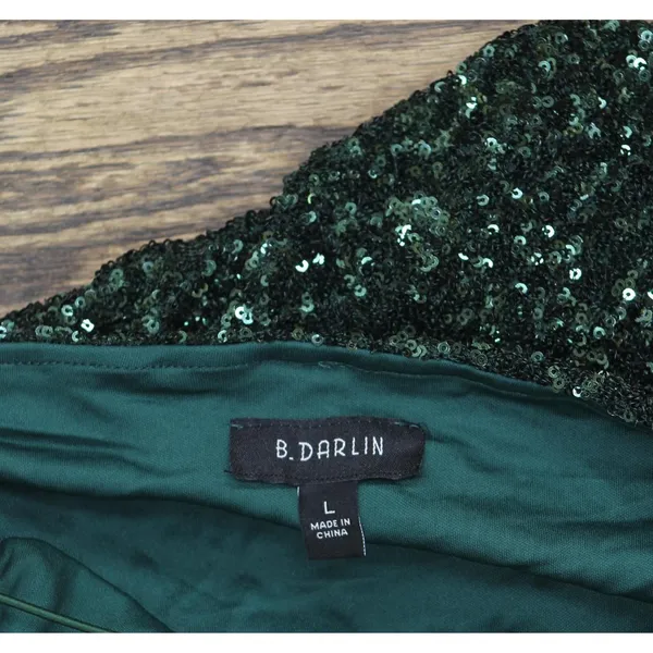 NWT B. Darlin Juniors V-Neck Strappy-Back Mini Dress E78X981E Hunter Green L - Image 7