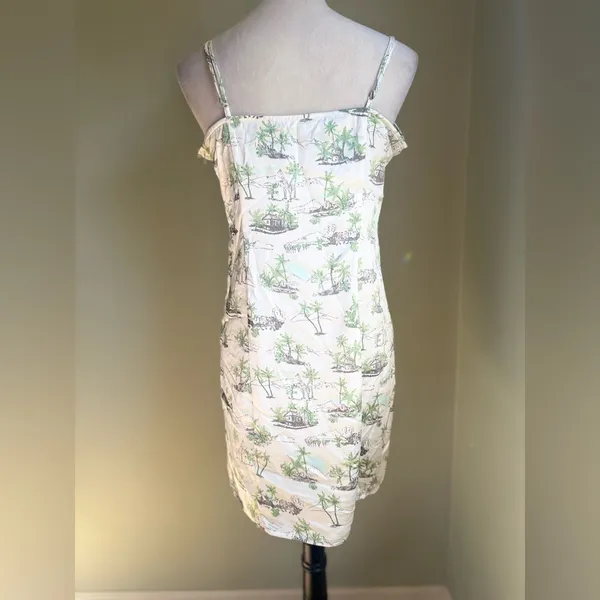 Hippie Rose Y2K animal ‎ ivory Green safari slip Mini Dress satin vacation palm tree boho xl - Image 3