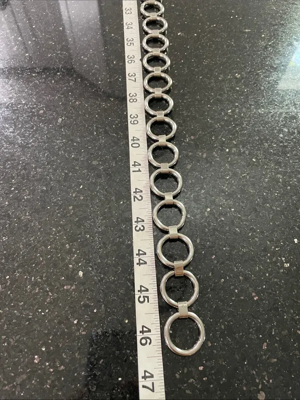 Silver Tone Metal Ring Chain Belt - Image 5