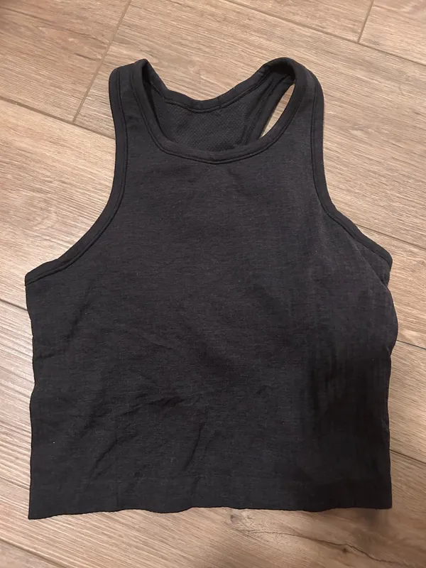 Lululemon Ebb to Street Cropped Racerback Tank Top Black - Image 3