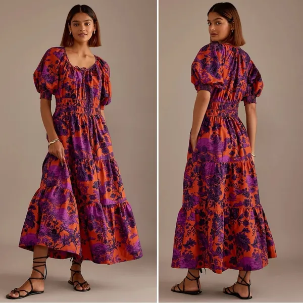 Anthropologie The Somerset Maxi Dress: Puff-Sleeve Edition Size Medium Floral - Image 8