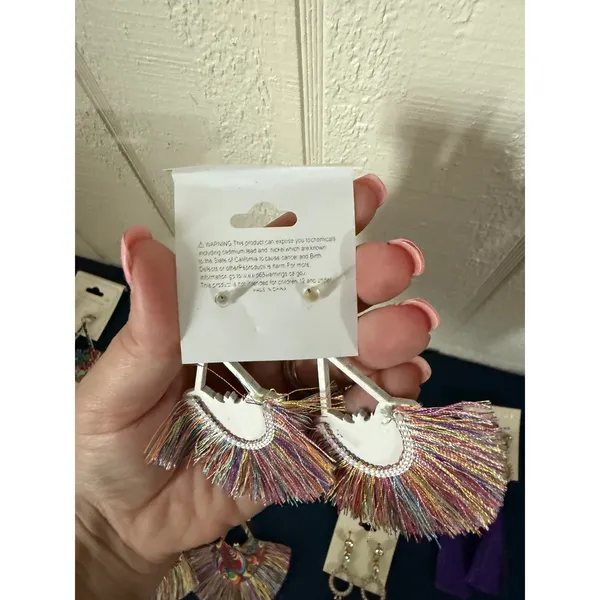 Bundle 5- Boho Tassel Fan Earring Multicolor Peacock Rhinestone Drop Lot 7 - Image 5