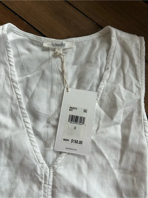 NWT Splendid Collection Dawson Linen Mini White Dress S - Image 4