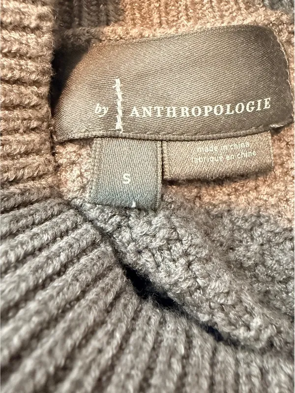 By Anthropologie Women's Small Gray Cable Knit Mock Neck Sweater - Image 4