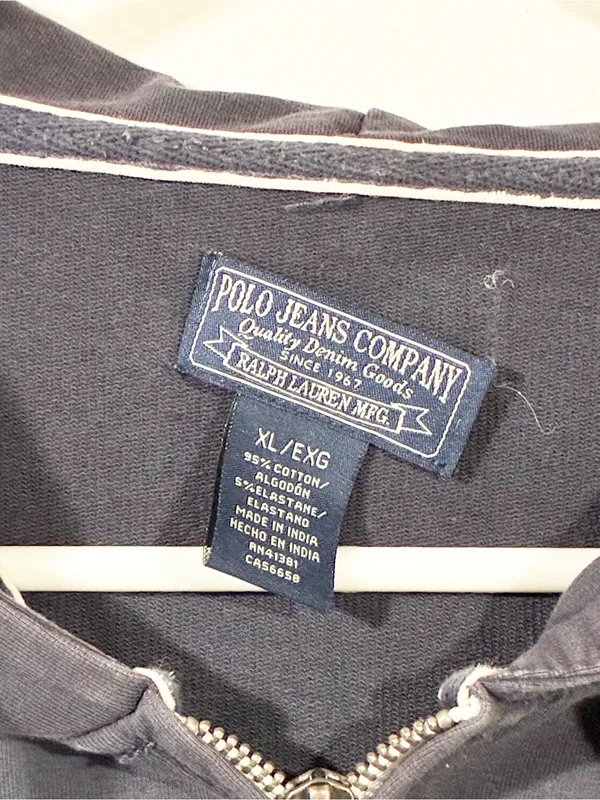 Vintage Ralph Lauren Polo Jeans CO Spell Out Full Zip Lightweight Hoodie Size XS - Image 3