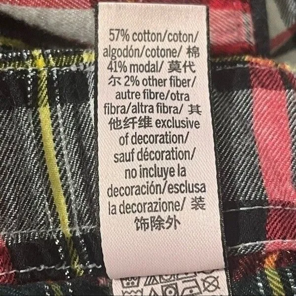 Victoria’s Secret Small Pajama Pants Plaid Red Black White Ribbon Tie - Image 6