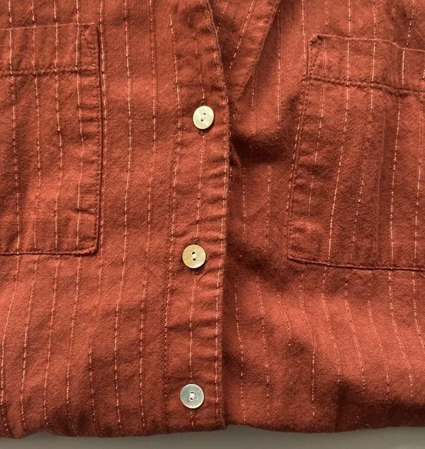 shimmer thread button front camp blouse, size medium - Image 3