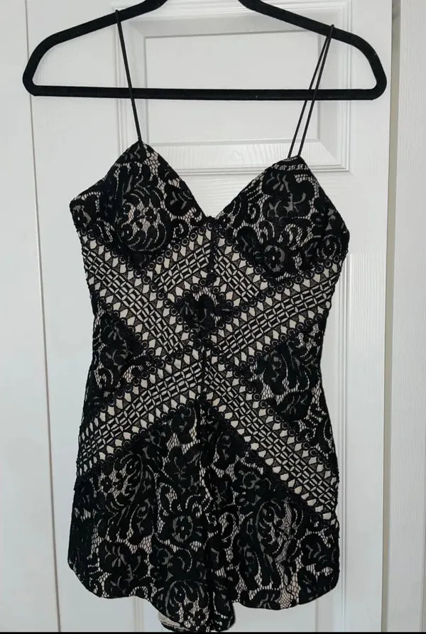 Selfie Leslie Black Lace Romper - Image 2