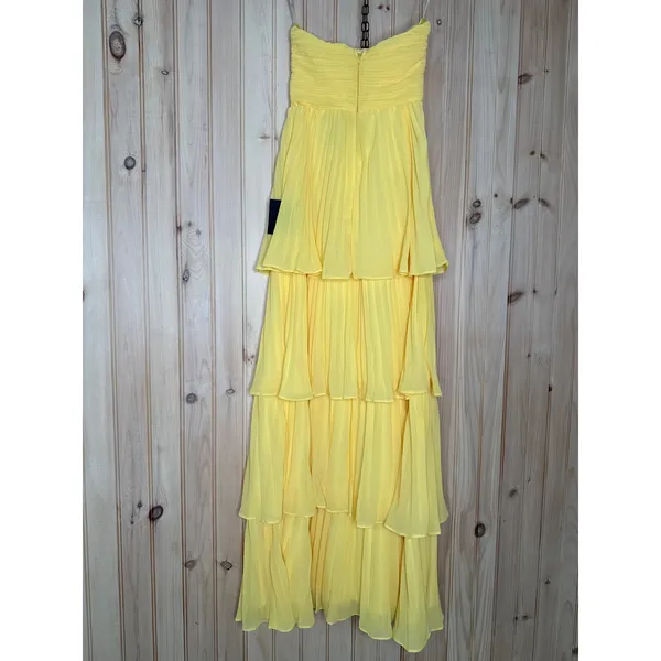 NWT Lulus Seriously Sensational Yellow Strapless Tiered Maxi Dress Banquet XXS - Image 6