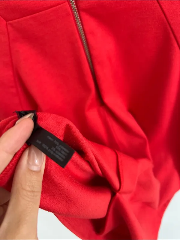 The Limited Red Midi Sheath Dress with Cap Sleeves - Image 4