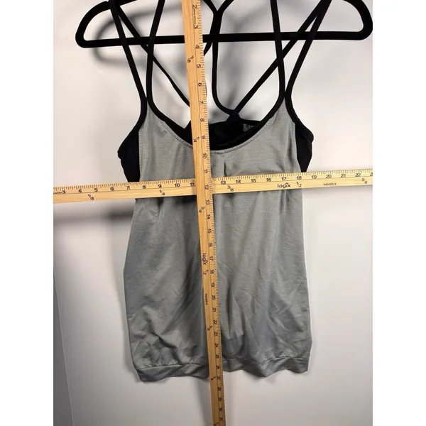 Athleta Womens(2)Bundle Strappy Back Tank Top Built-In Bra Black Gray Size‎ L - Image 7