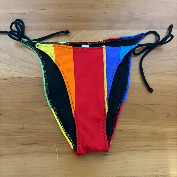 Victorias Secret Rainbow Colorblock Triangle Bikini Set Small High Leg String - Image 5