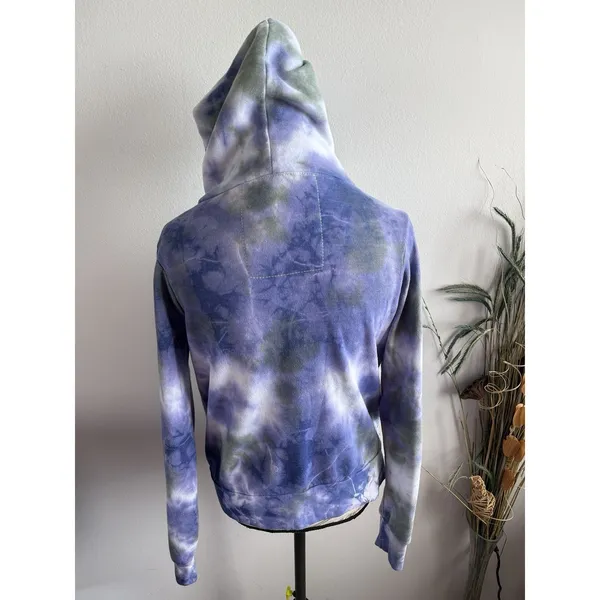Aviator Nation Tye Dye Blue Hoodie Full Zip‎ Sweatshirt The Hamptons Surf Small - Image 6