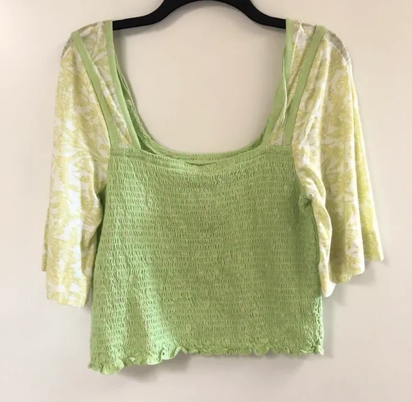 Free People Key Lime Smocked Cropped Blouse NWT✨ - Image 7