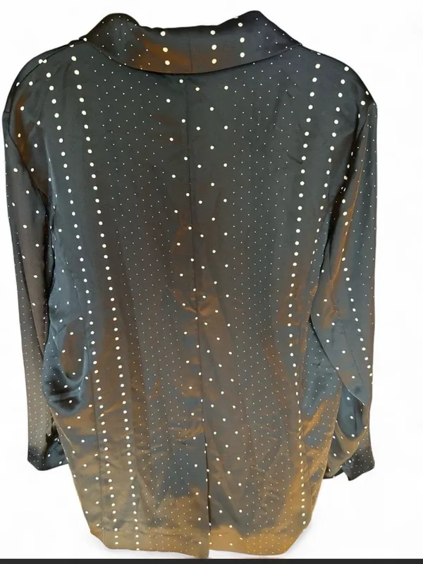 Victoria's Secret Black Polka Dot Satin Blazer - Image 4