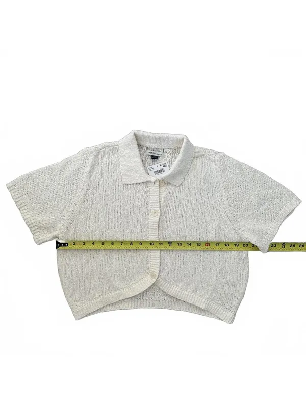 AE Cotton Short-Sleeve Collared Button-Up Cardigan American Eagle Cream NWT XL - Image 5