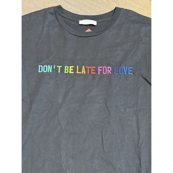 Sandro Zoelie Embroidered Slogan T-Shirt Don't‎ Be Late For Love Embroidered - Image 5