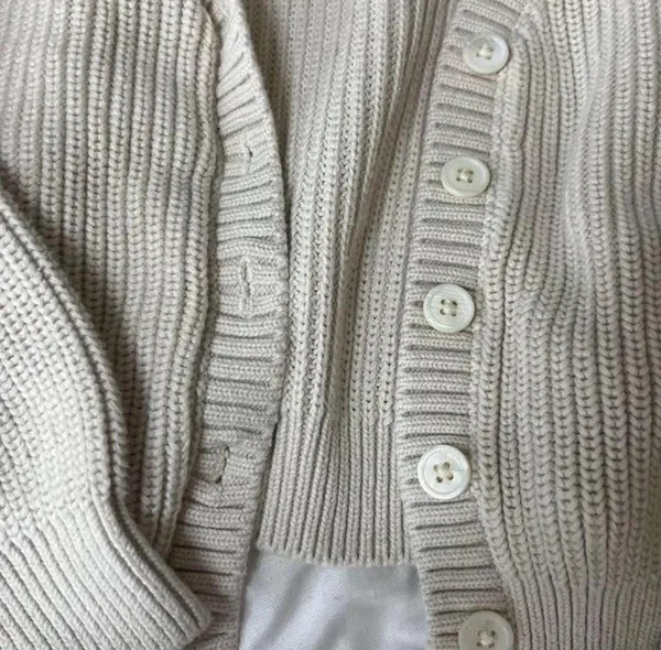 John Galt Cream Cropped Brandy Melville Cardigan - Image 2