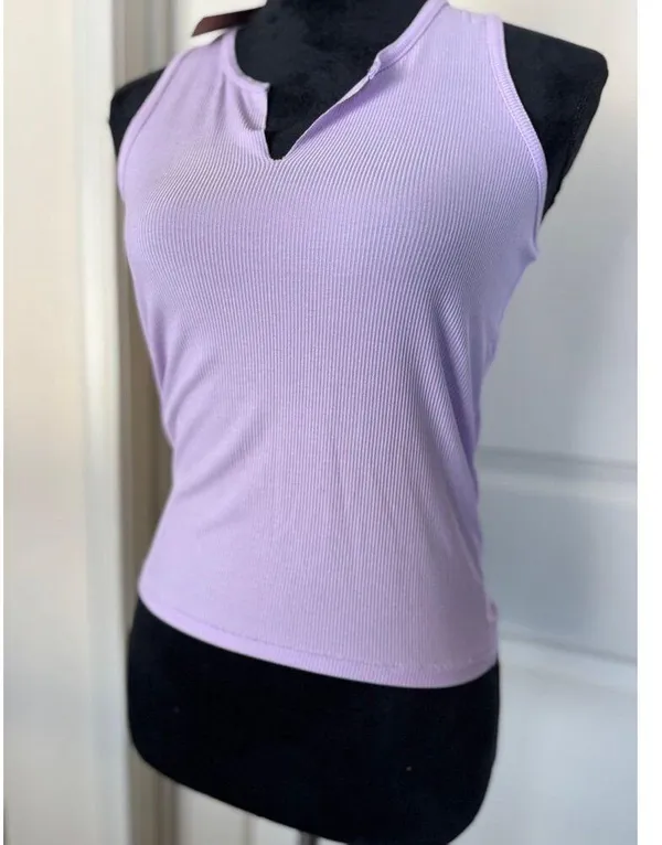 Skims Soft Lounge Split Neck Tank Sugar Plum Size Medium - Image 3