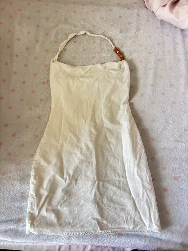 Zara White Cowl Neck Mini Dress - Image 3
