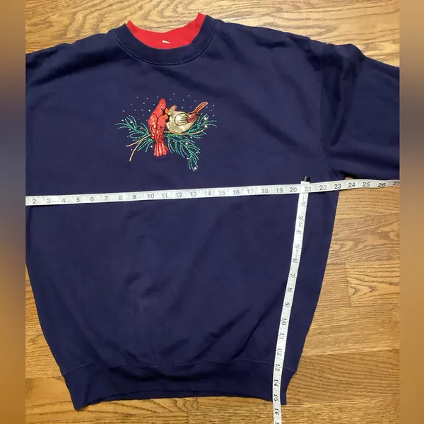 Y2K Double Layer Collar Sweatshirt. Size Large Red - Image 3