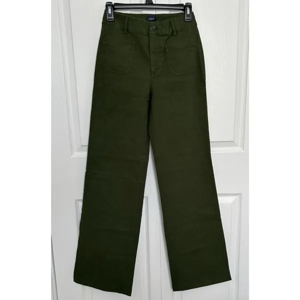 J.Crew $118 Lizzie High Rise Patch Pocket Wide Leg Pant Pine Green Size 24T - Image 7