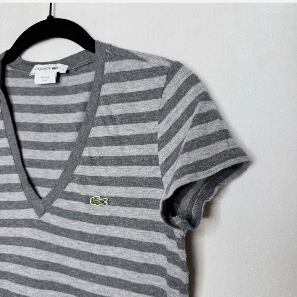 Lacoste V neck stripe classic tee Tshirt 36/S - Image 3
