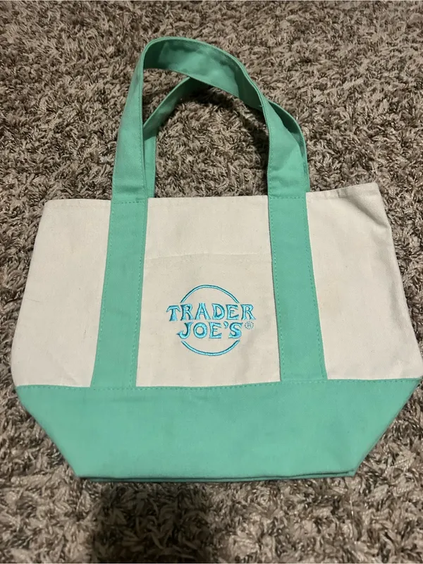 TRADER JOES Mini Canvas Tote Bag Spring 2025 Pastel Green - Image 8