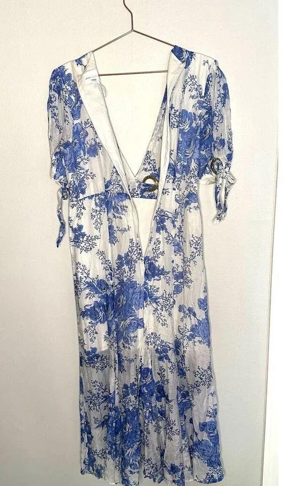 Alice McCALL Only Everything Midi Dress 4 Floral Plunge Neck Grommet Silk Blend - Image 10