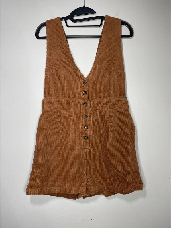 Lulus Adorable Autumn Corduroy Romper Rust Orange 70 Retro M - Image 2